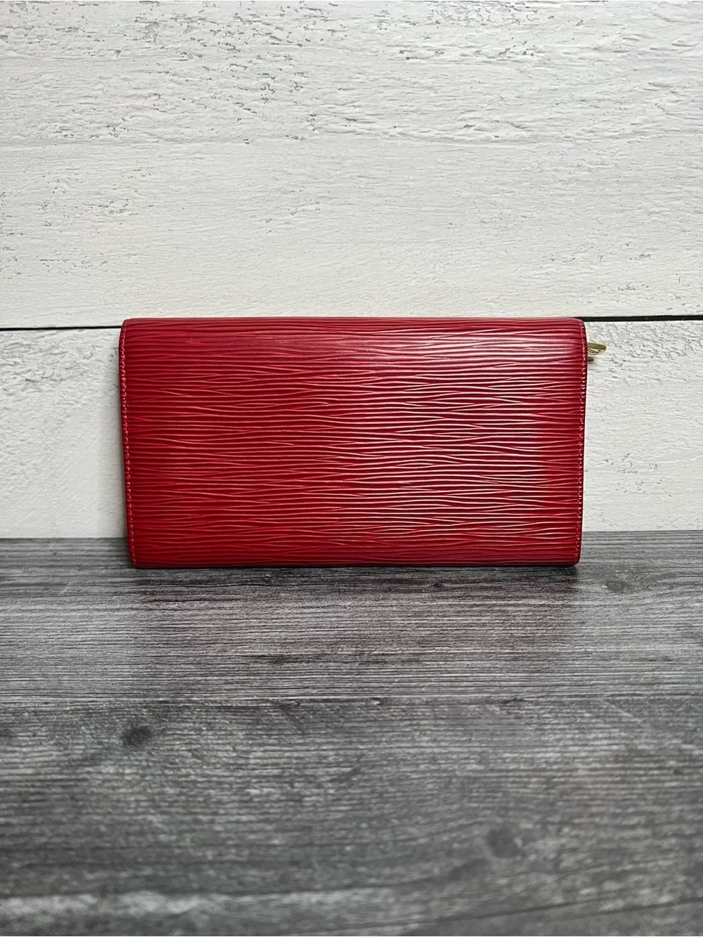 Authentic Louis Vuitton Red Epi Leather Sarah Wallet
